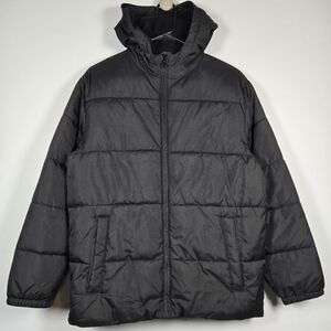 Old Navy Black Hooded Zip Up Puffer Jacket Coat Boys Size XL (14-16)